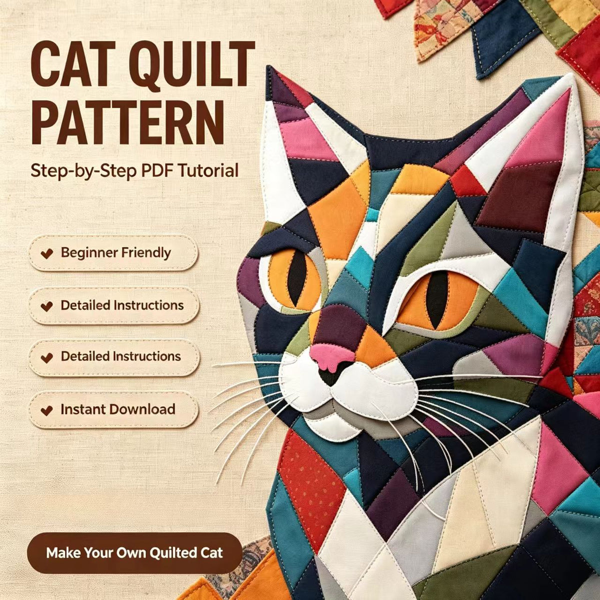 Cat Patchwork: Complete Tutorial Book Set | DIY Quilt Pattern Guide