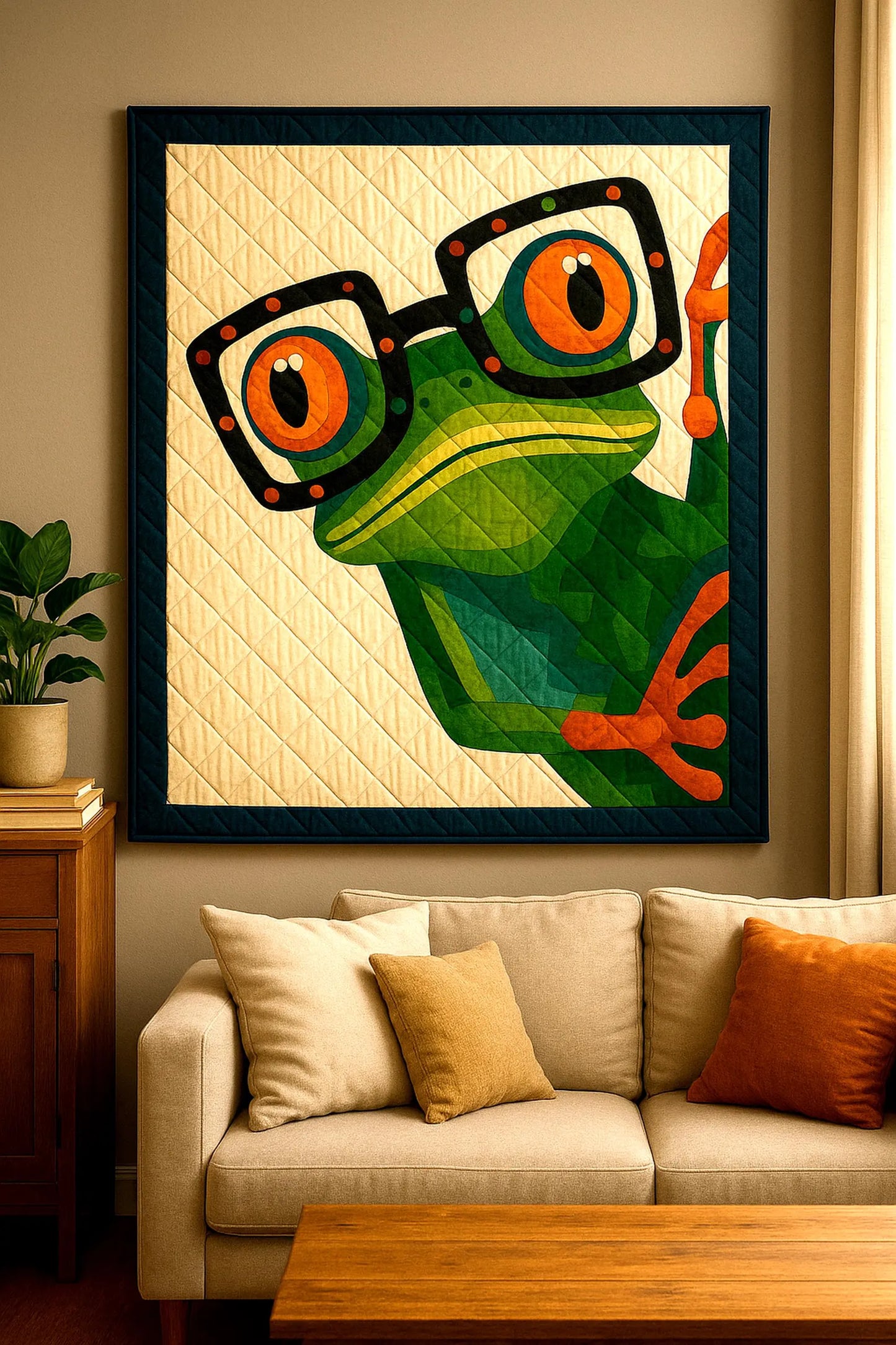 Frog Quilt Pattern: Patchwork Template, Home Craft (PDF Download)