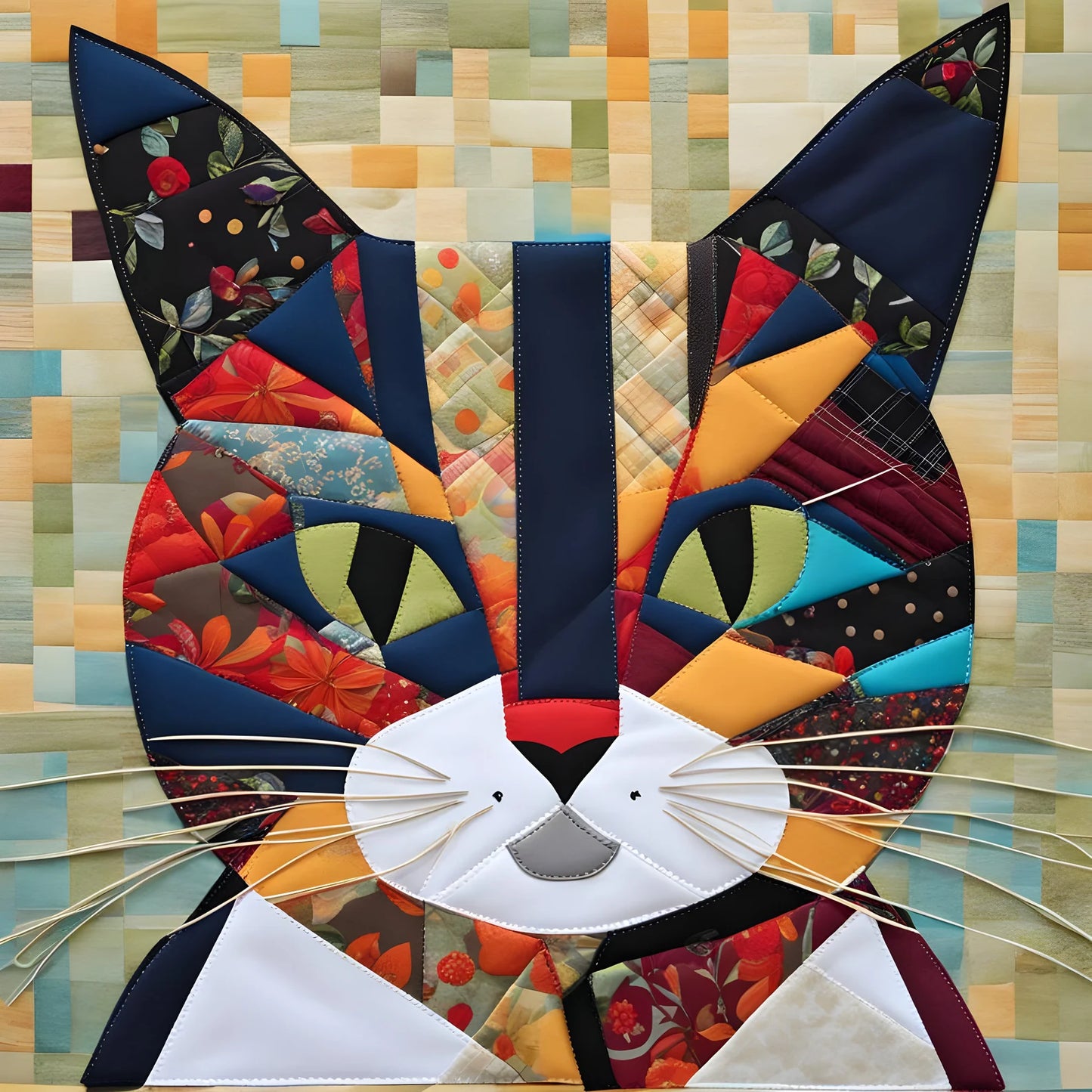 Cat patchwork , Cat quilt , Quilting pattern ,cat quilt pattern , animal quilt pattern , cat patterns quilt , applique sewing pattern